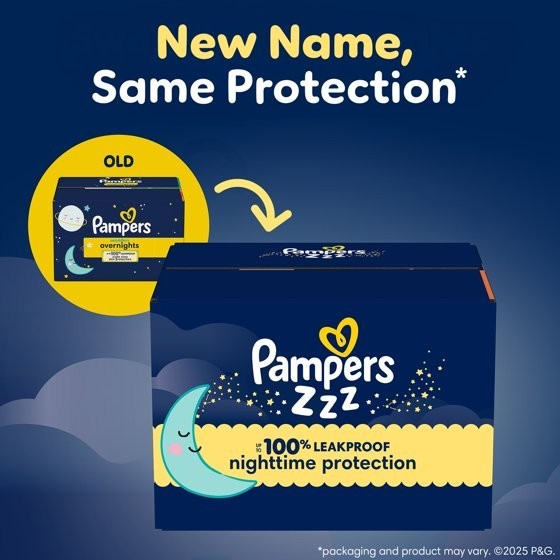 Pampers Swaddlers Overnight Zzz Baby Diapers Size 4 58 Count Leak Protection