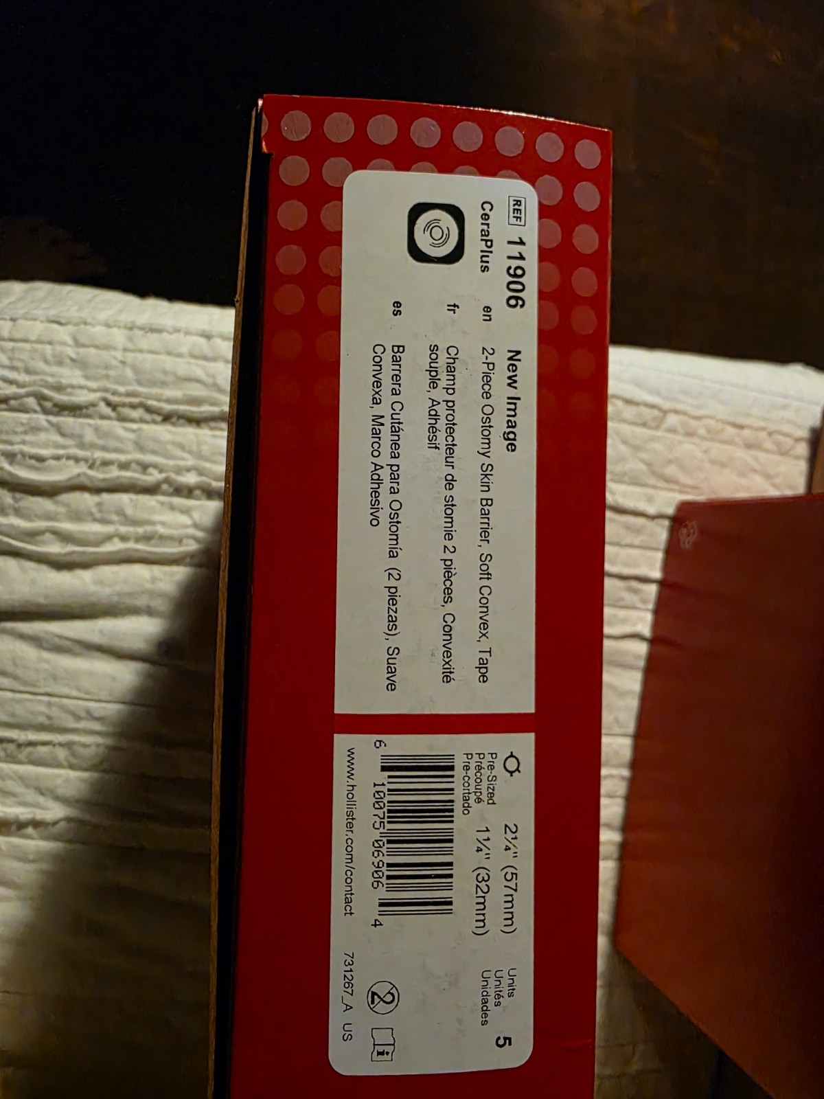 Hollister CeraPlus 11906, 24 5-count boxes, 120 total barriers, precut 1 1/4 inc