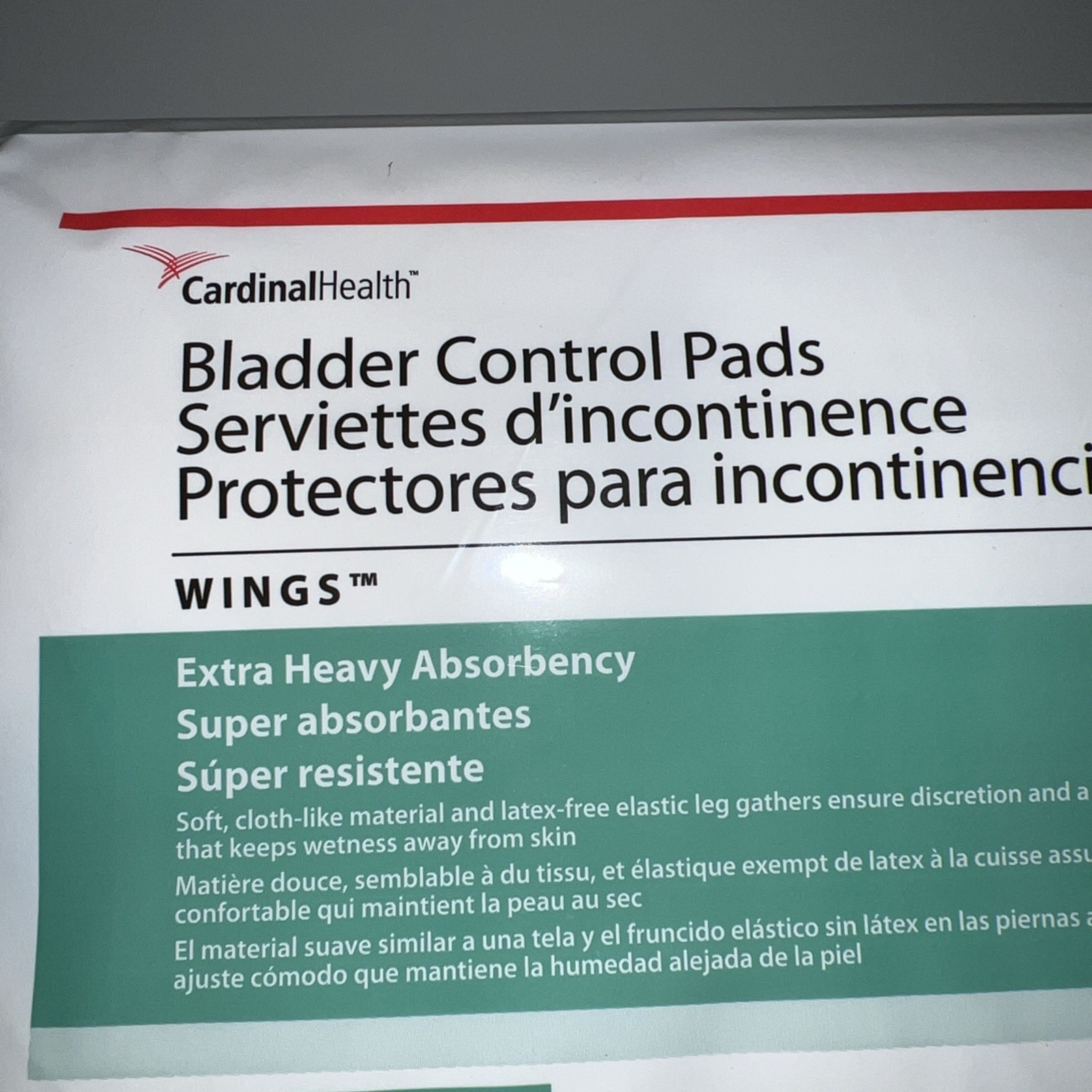 Cardinal Health, Bladder Control unisex Pads, Wings, 4″ x 14.5″ Pack(age) of 42