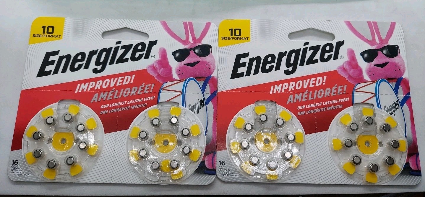 2 Ct. Energizer Size 10 AZ10DP-16 32 Total Hearing Aid Batteries Exp. 12/29/2025