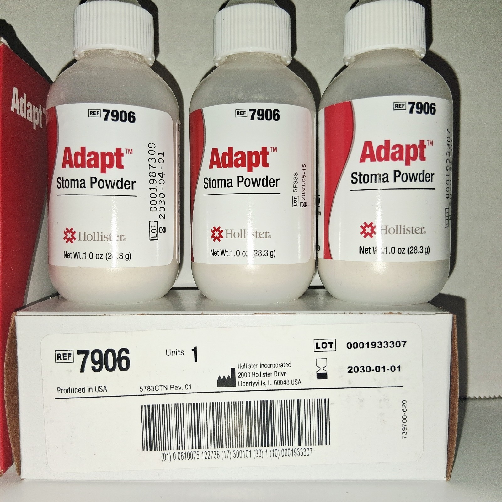 Hollister Ostomy Lot 3 Stoma Powder 1oz Bottle 3 Adapt Paste 2.1oz EXP 2030