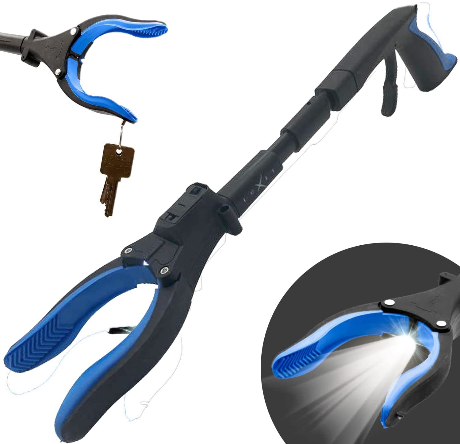 Grabber Reacher Tool 19″ Aluminum Magnetic Claw with Light, Reacher Grabber P…