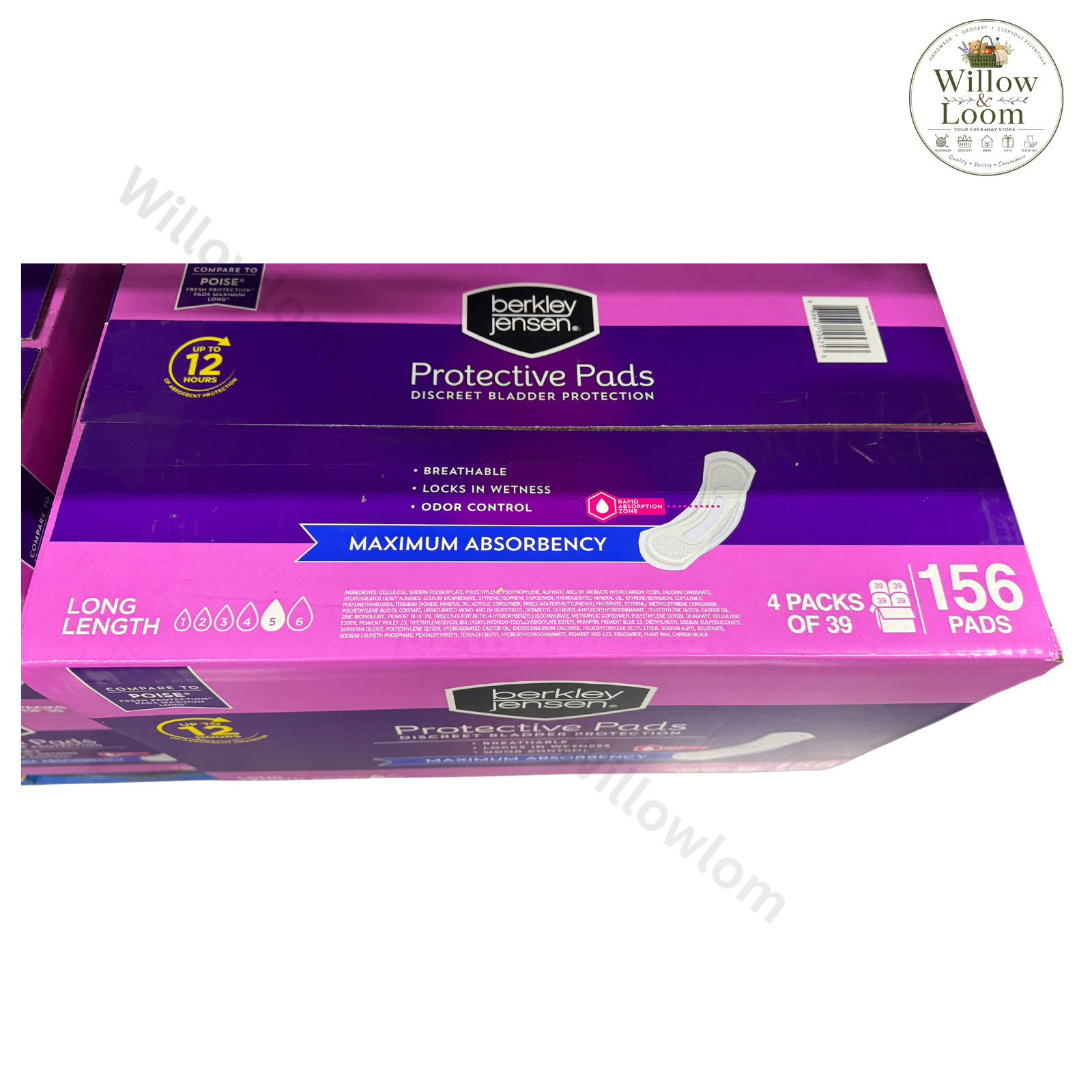 Berkley Jensen Protective Pads 156 Count Maximum Absorbency Bladder Protection
