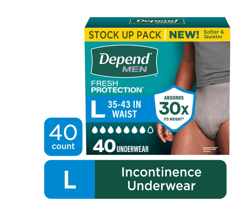 Depend Fresh Protection Men L 40ct Incontinence Underwear