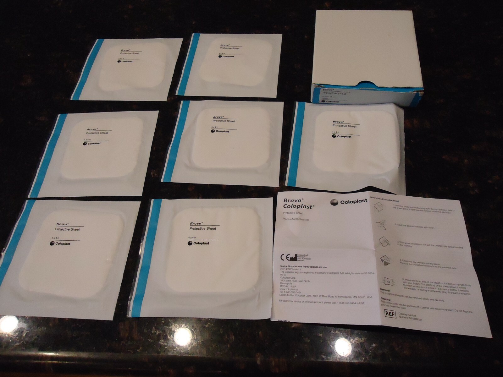 (7) pcs Brava Coloplast #032105 Brava Protective Sheets 4″ X 4″