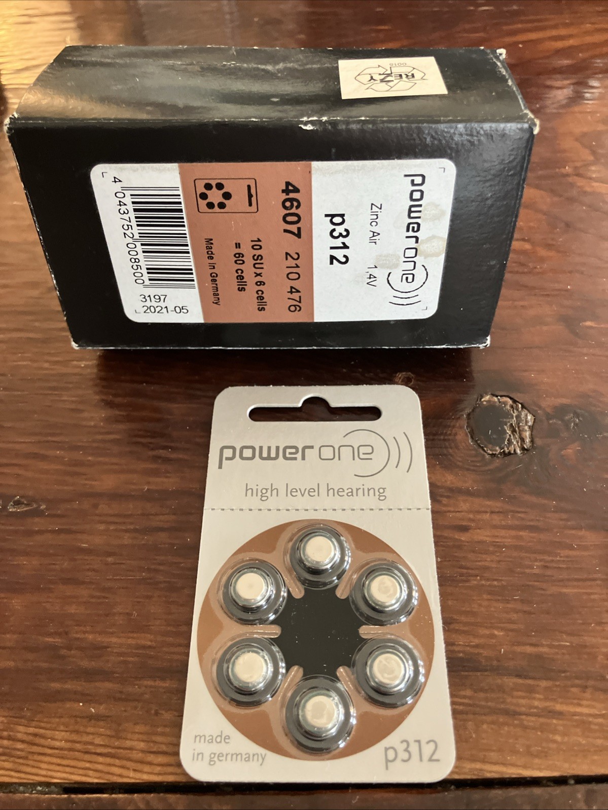POWER ONE WIRELESS Approved Hearing Aid Batteries p312 1.4v Exp 5-21 7-6 Packs