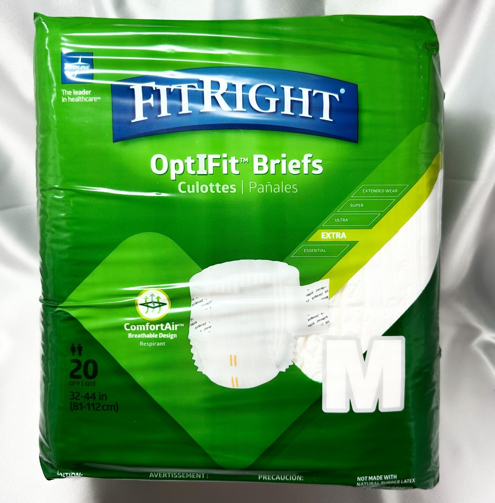 Medline FitRight Optifit Extra Incontinence Briefs Size Medium 32-44 20 Count
