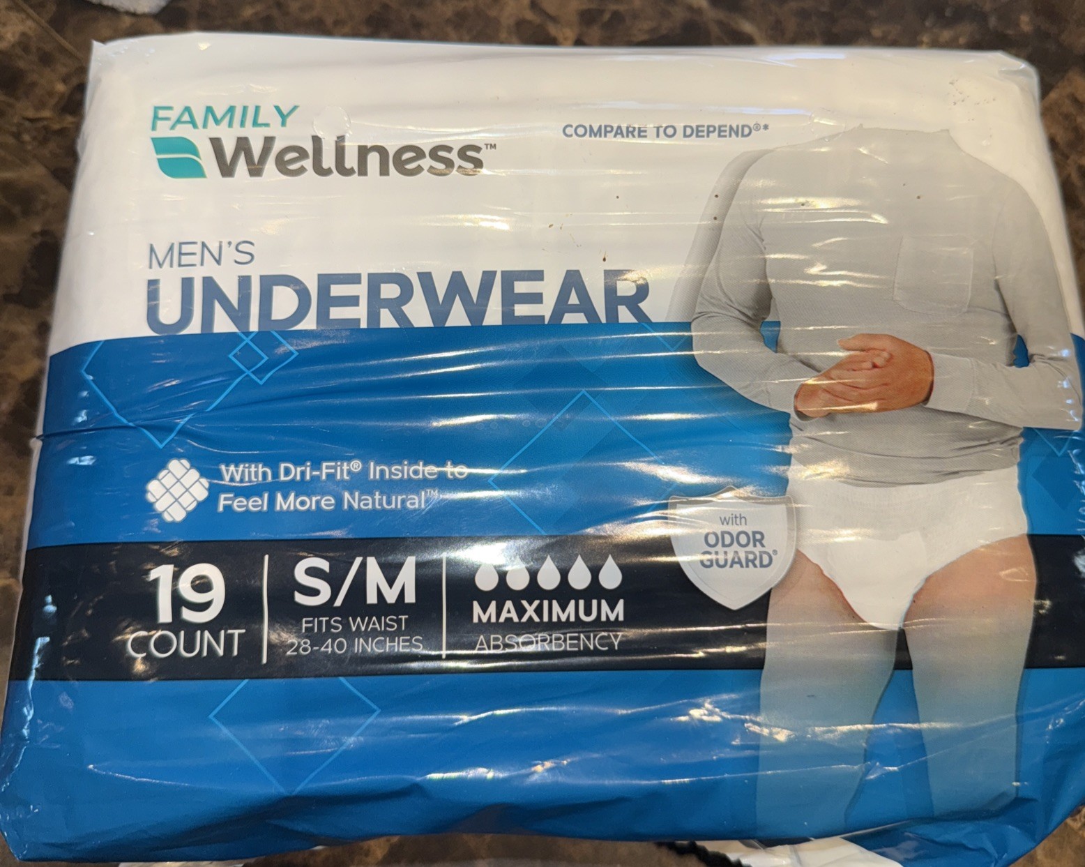 Men’s Disposal Underwear (compare to Depends) Dri-fit Odor Guard Max Absorbency