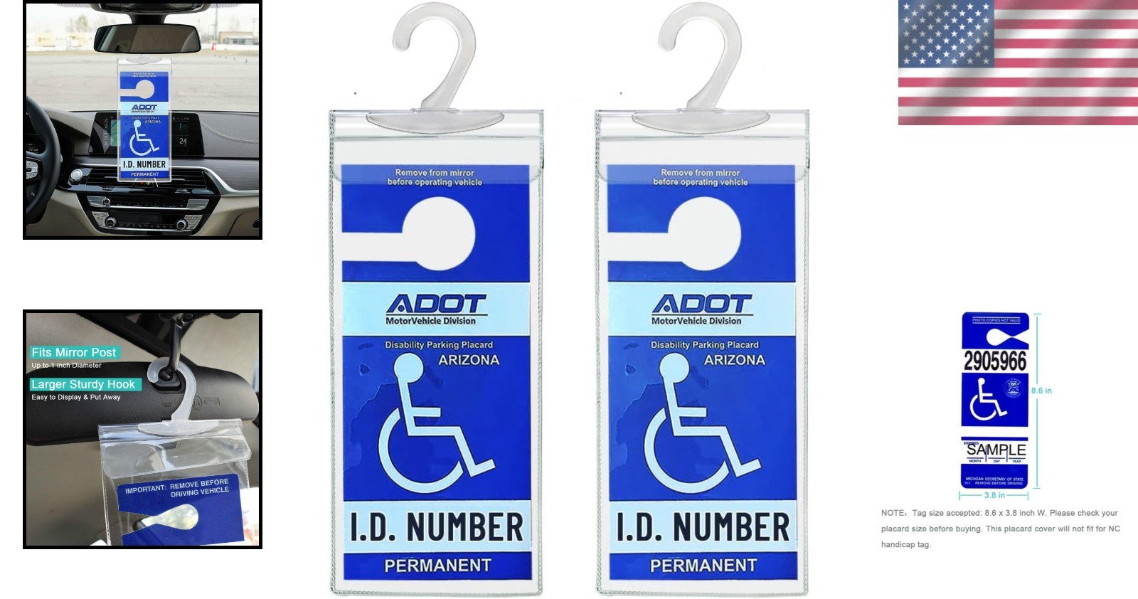 Durable Clear Plastic Handicap Placard Holder for Auto – Easy Hang Design