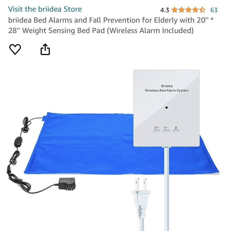 Bed Alarms and Fall Prevention for Elderly with 20” * 28” Weight Sensing