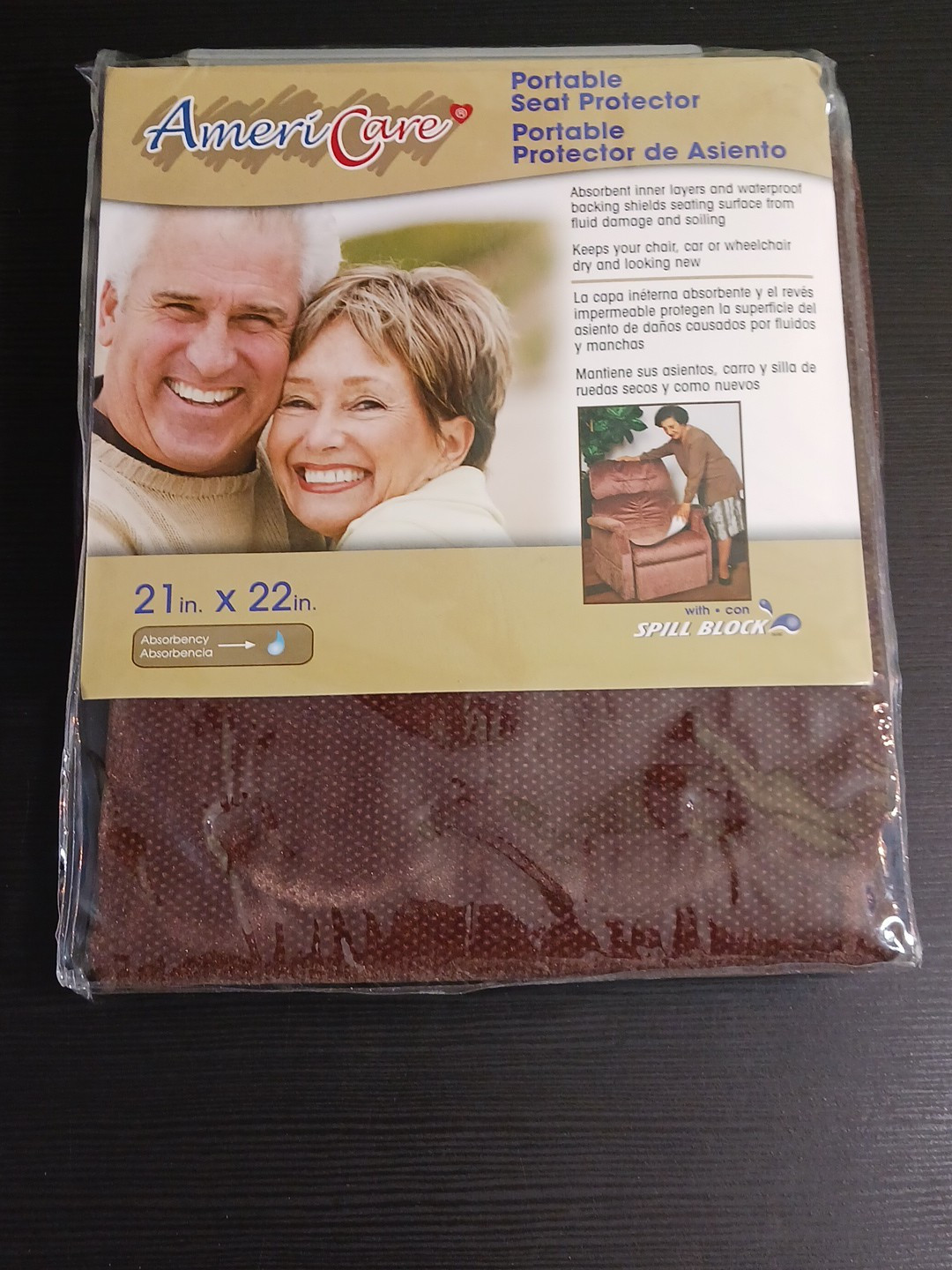 Americare 21″x 22″ Portable Seat Protector Brown for Chair Car or Wheelchair
