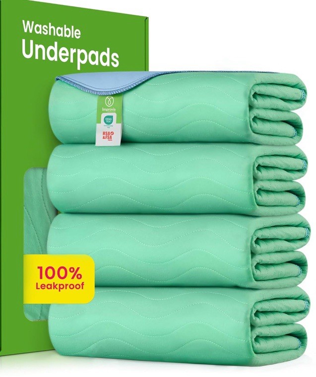 Washable Underpads 34″ X 36″ Pack of 4 Heavy Absorbency Reusable -OPEN BOX