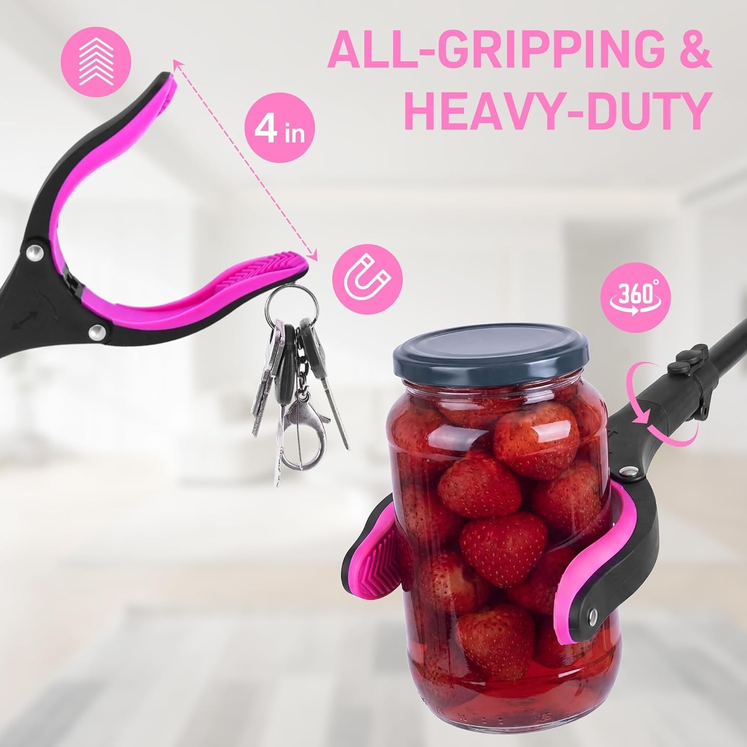 Ergonomic 360° Rotating Grabber Tool with Shoehorn – Ideal for Limited Mobility
