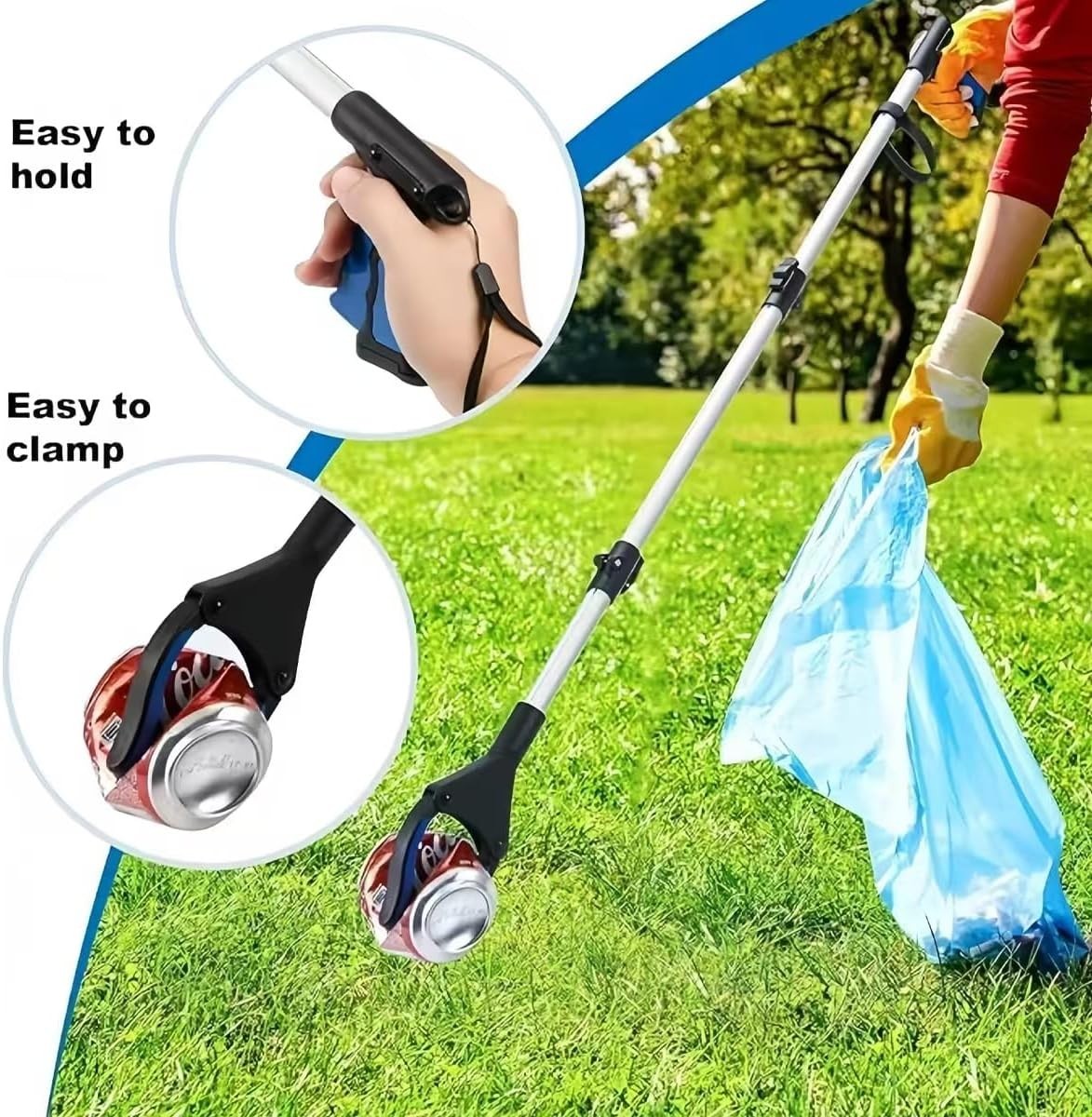 44 Inch Extra Long Grabber Reacher Tool，Foldable Pick up Stick with Strong