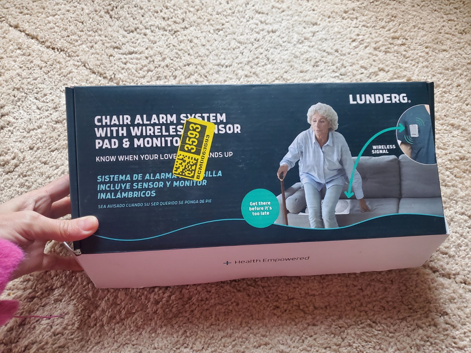 Lunderg Chair Alarm System With Wireless Sensor Pad & Portable Pager NEW