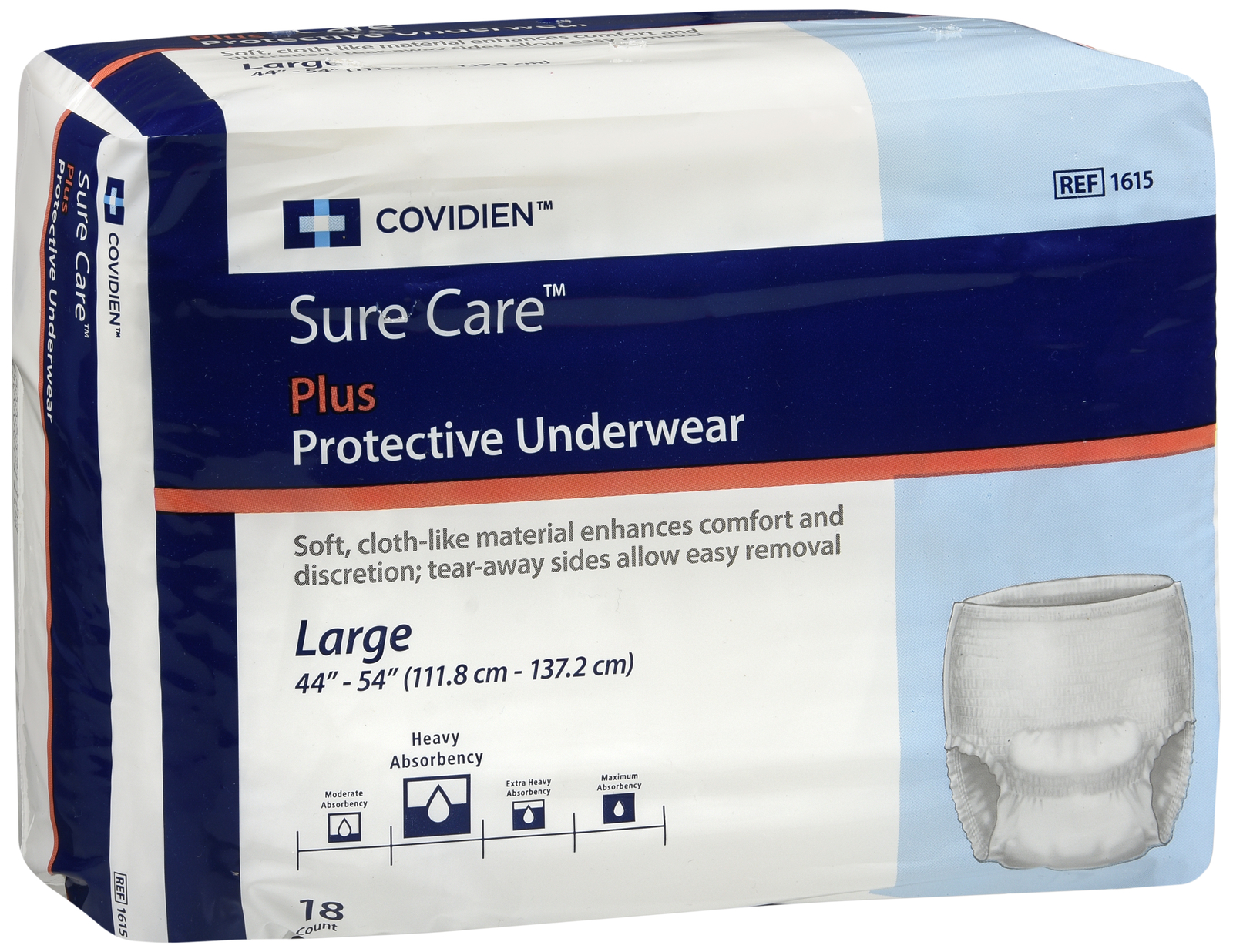 NEW- Covidien Unisex Adult Sure Care Plus Protective Disposable Underwear, Large