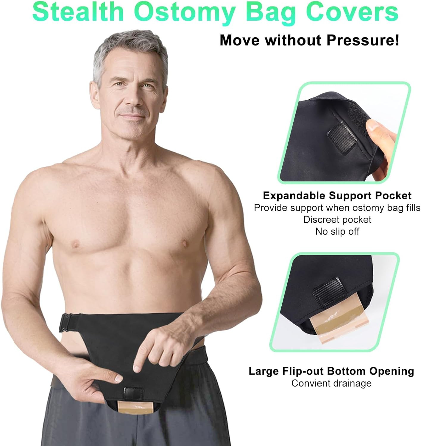 Ostomy Belts for Men and Women Adjustable Stealth Belt for Ostomy Bag Men Women