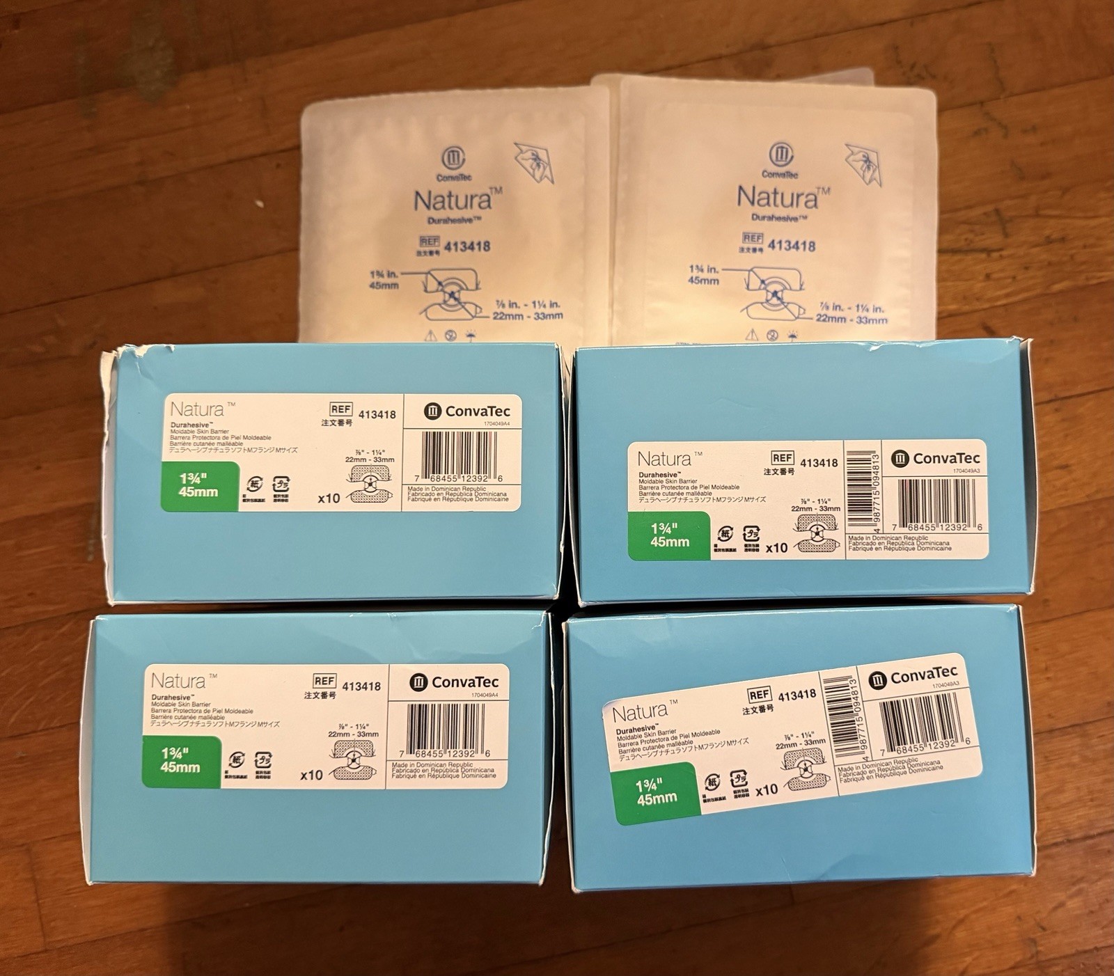 (47 pieces) 4 Boxes of 10 + 7 Loose- Convatec #413418 Natura Skin Barrier 1-3/4