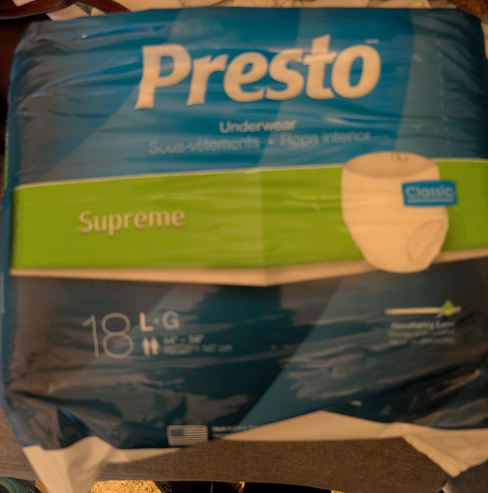 Presto Underwear 36 Count Unisex Large (2) 18 CT