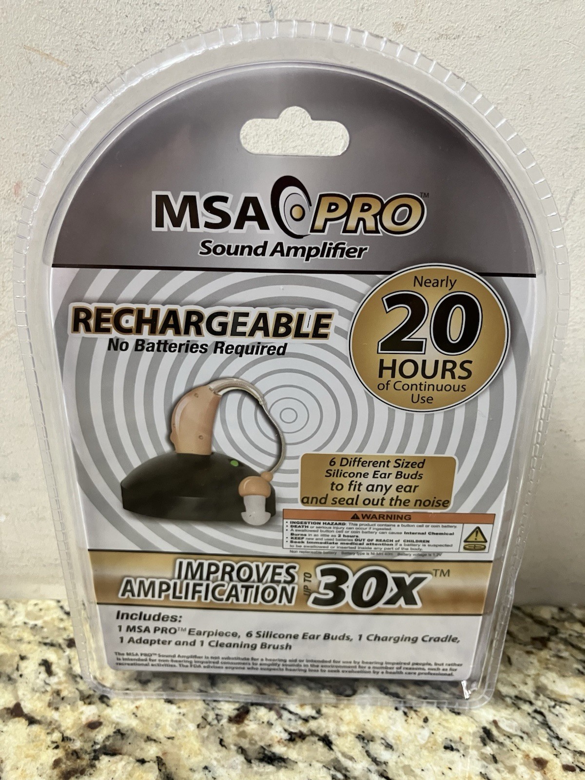 MSA Pro Sound Hearing Amplifier Rechargeable – Beige (1109351) – Sealed NEW
