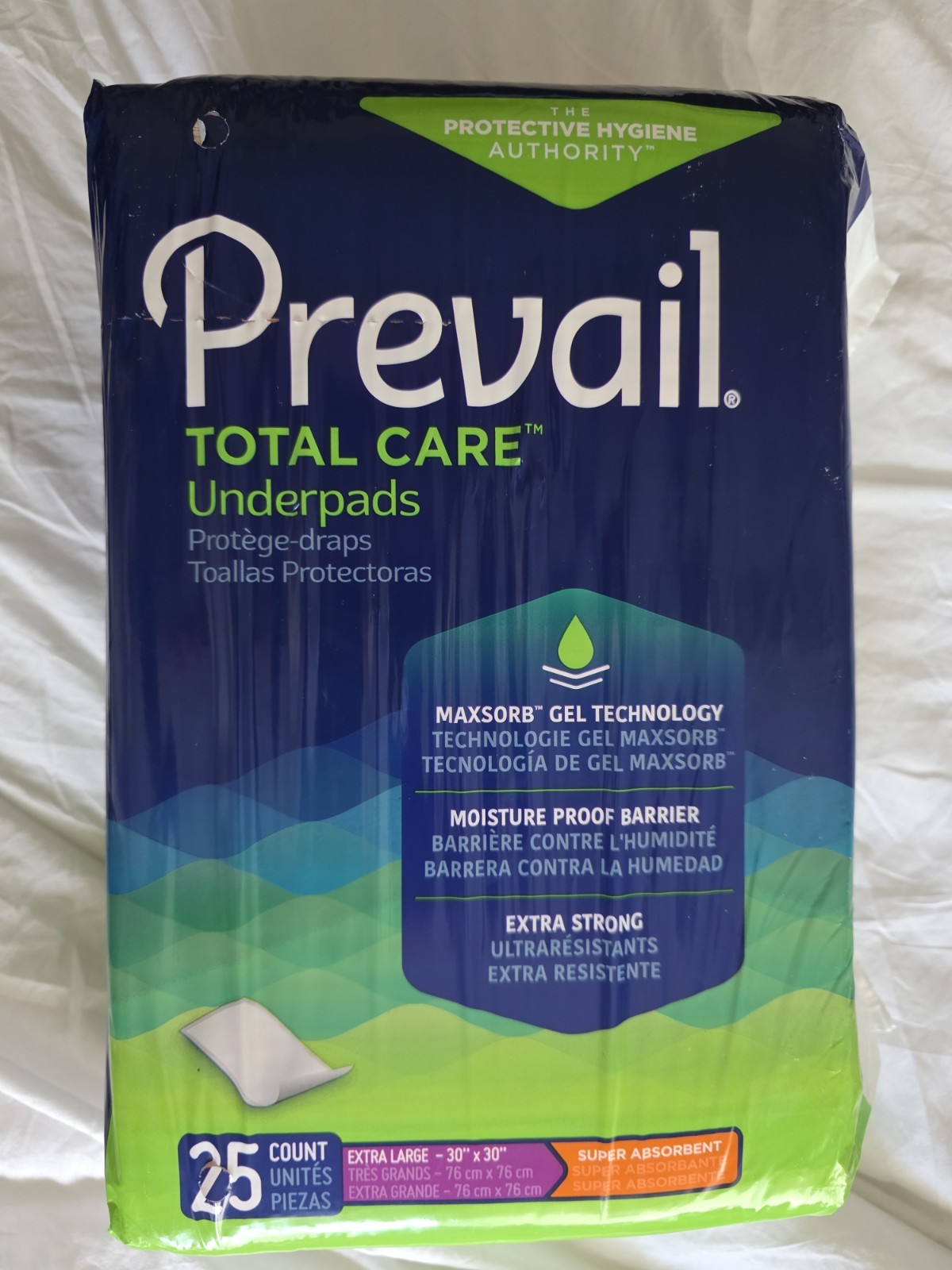 PREVAIL UNDERPADS /PET PADS SUPER ABSORBENT DISPOSABLE XL 25 Count, UP-100/1