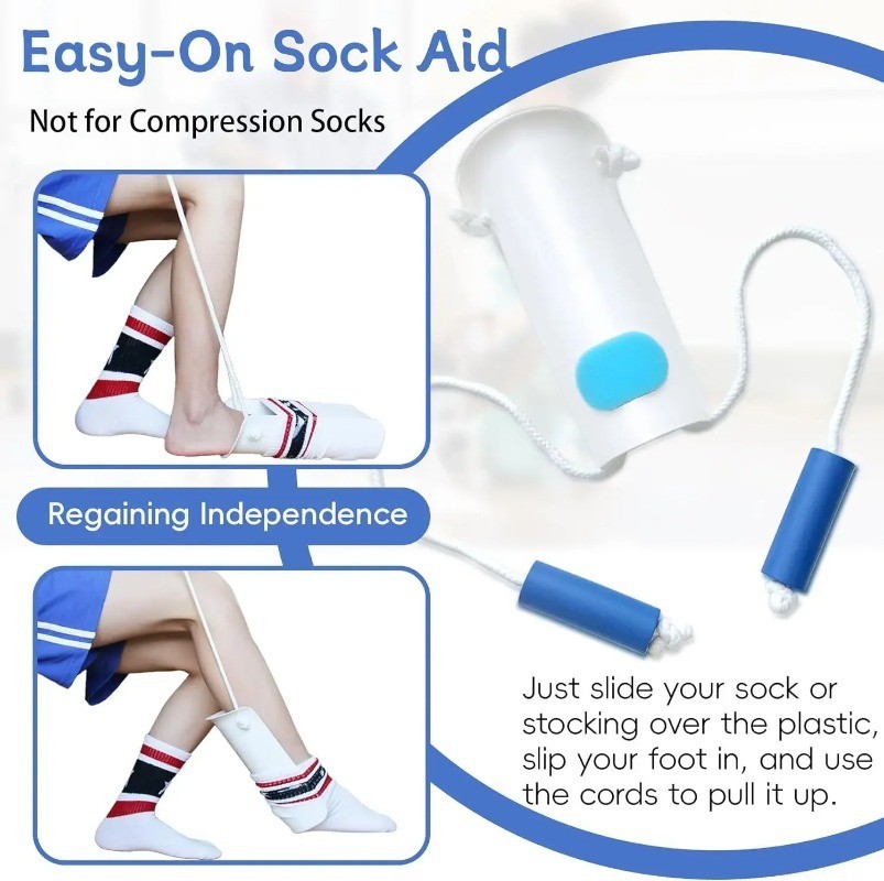 Sock Aid Easy On Off Assist Device Flexible Stocking Helper Dresing Tool nobend