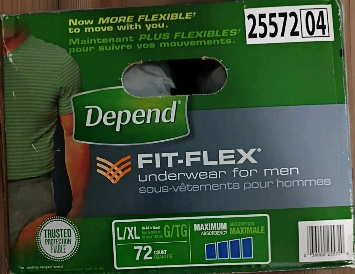 DEPEND (Size: L/XL) Fit-Flex Adult Underwear for Men Grey, 72 Count