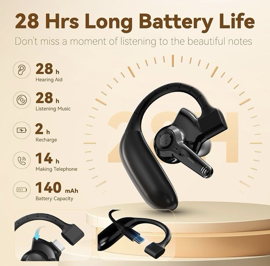 OTC Bluetooth Hearing Aids for Seniors with Noise Cancelling and Volume Control