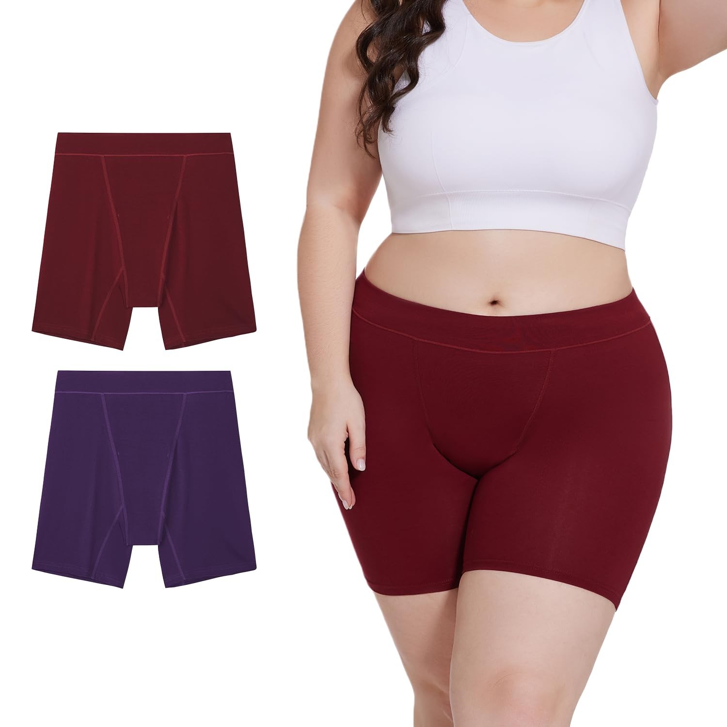ALLBASE Incontinence Underwear Women’s Washable Period Boxer Briefs Heavy Flow M