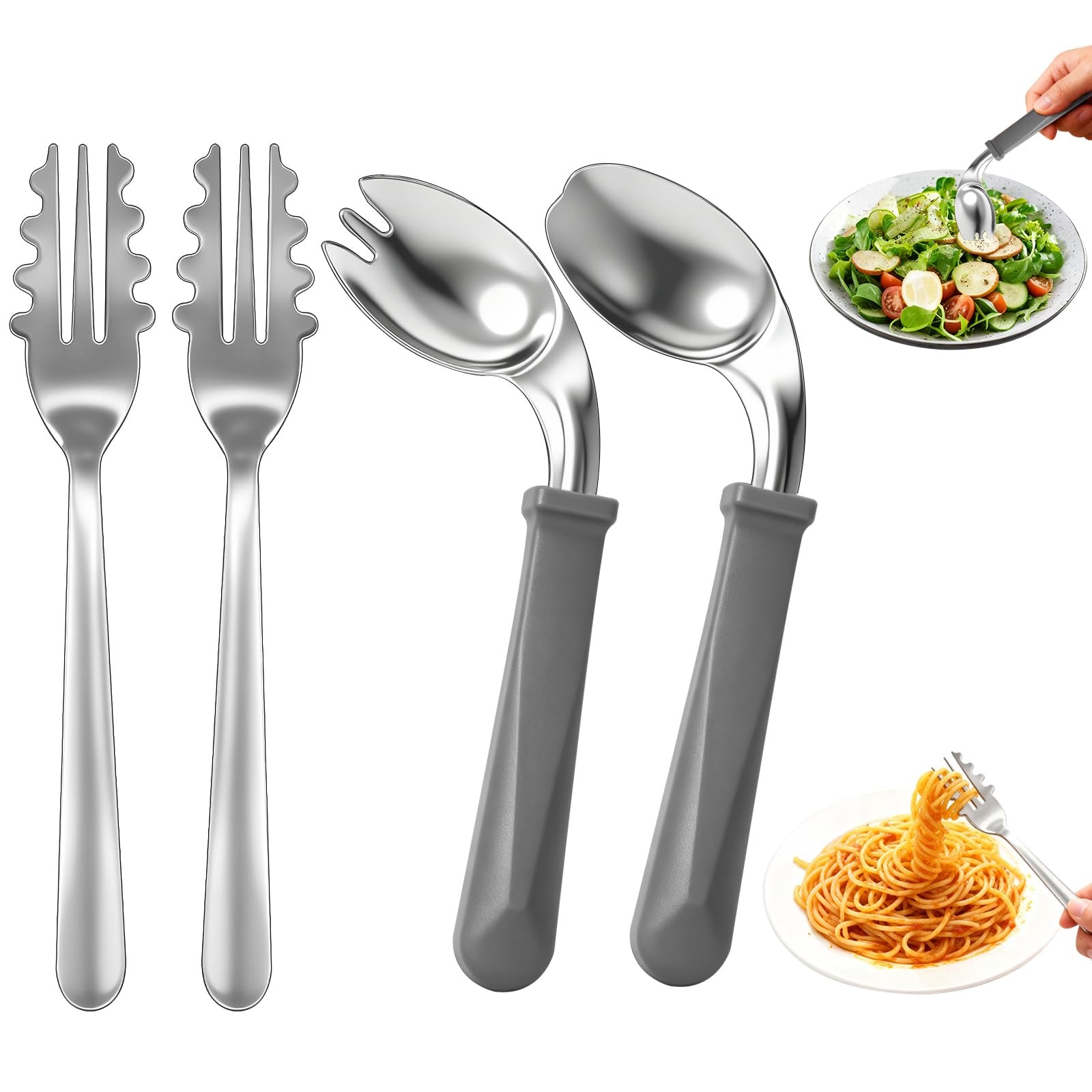 Adaptive Utensils 4 PCS Set Parkinson Hand Tremors Stainless Steel Elderly