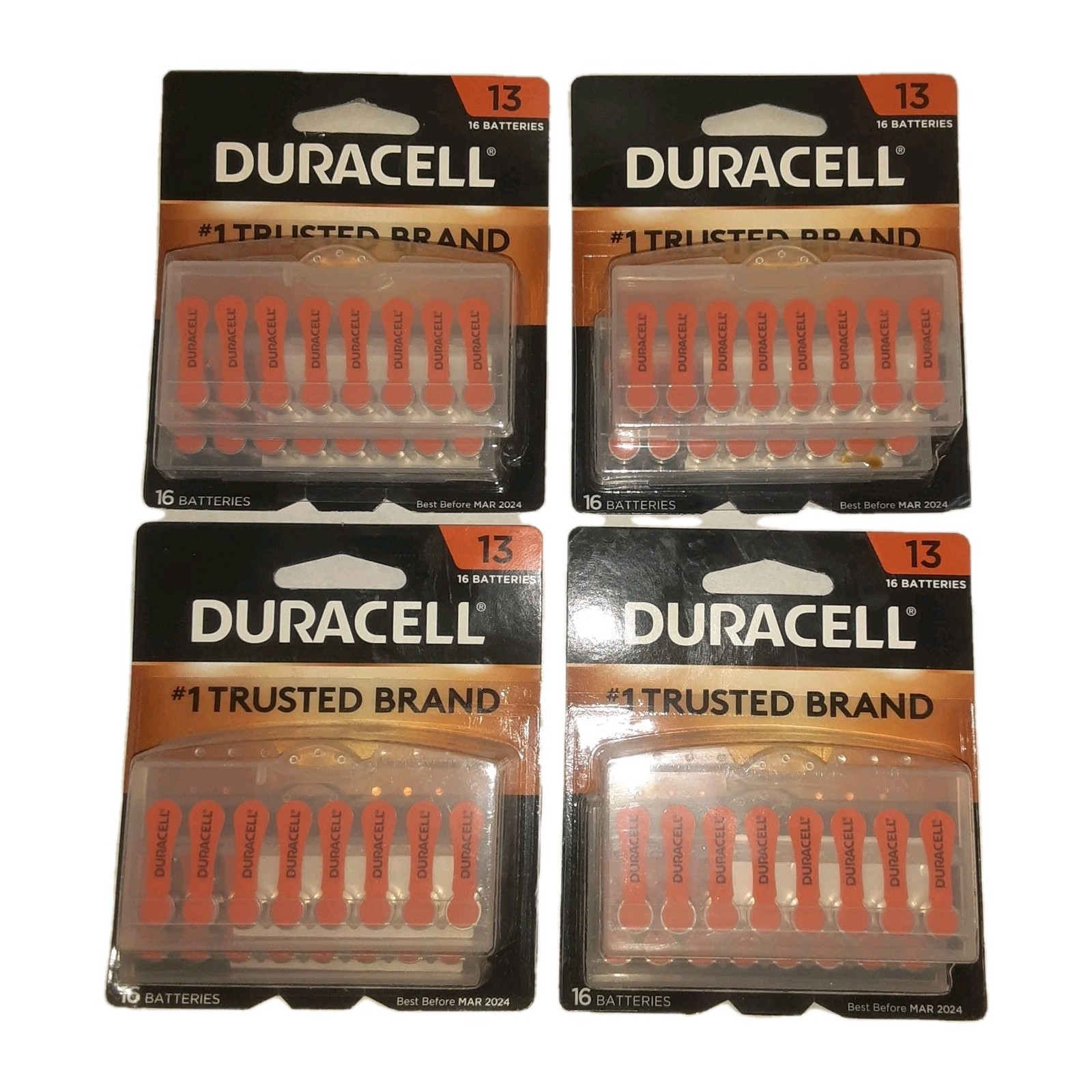 Duracell 13 DA13B16ZM 16 Batteries x 4 Packs (Total 64) Expired March 2024 NOS