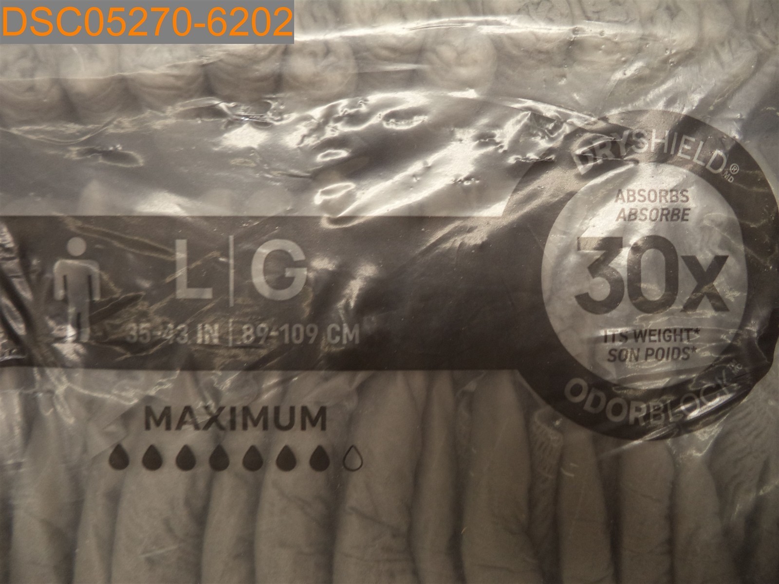 Qty=108 (3 Packs of 36): Depend Adult Diapers Large OdorBlock DryShields 30x
