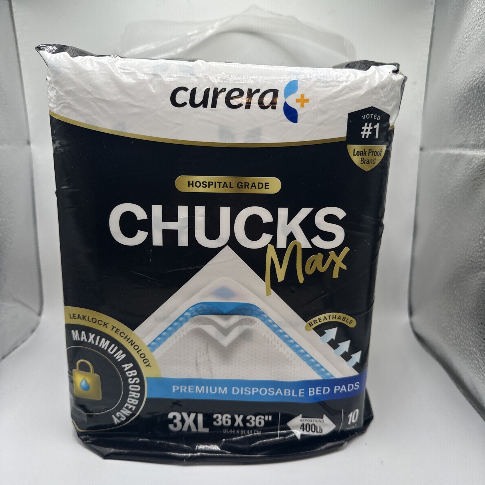 CURERA HOSPITAL GRADE CHUCKS MAX 3XL 36×36” 10 Count RESPOSTIONS 400Lb