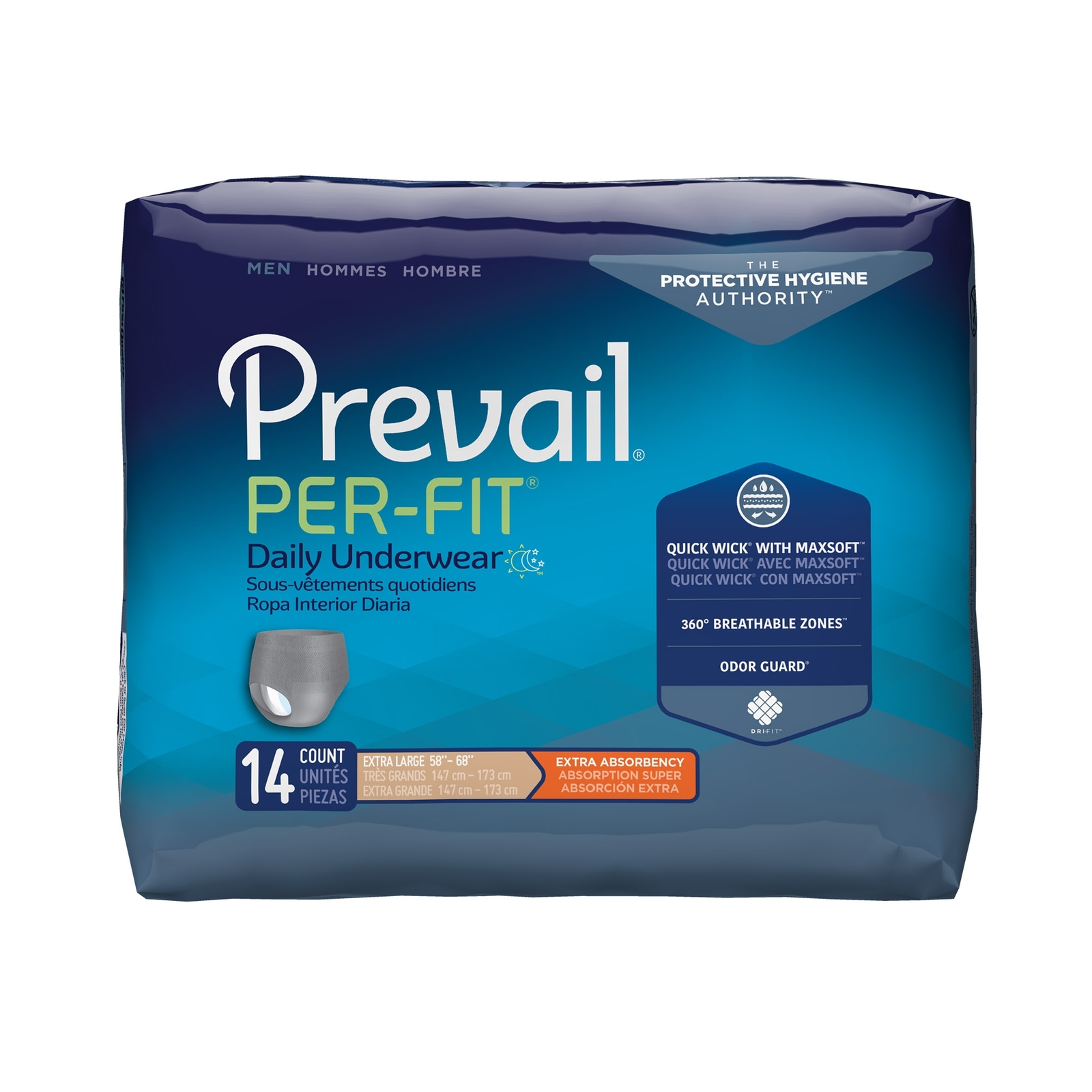 Prevail Disposable Underwear Male X-Large 56 Ct