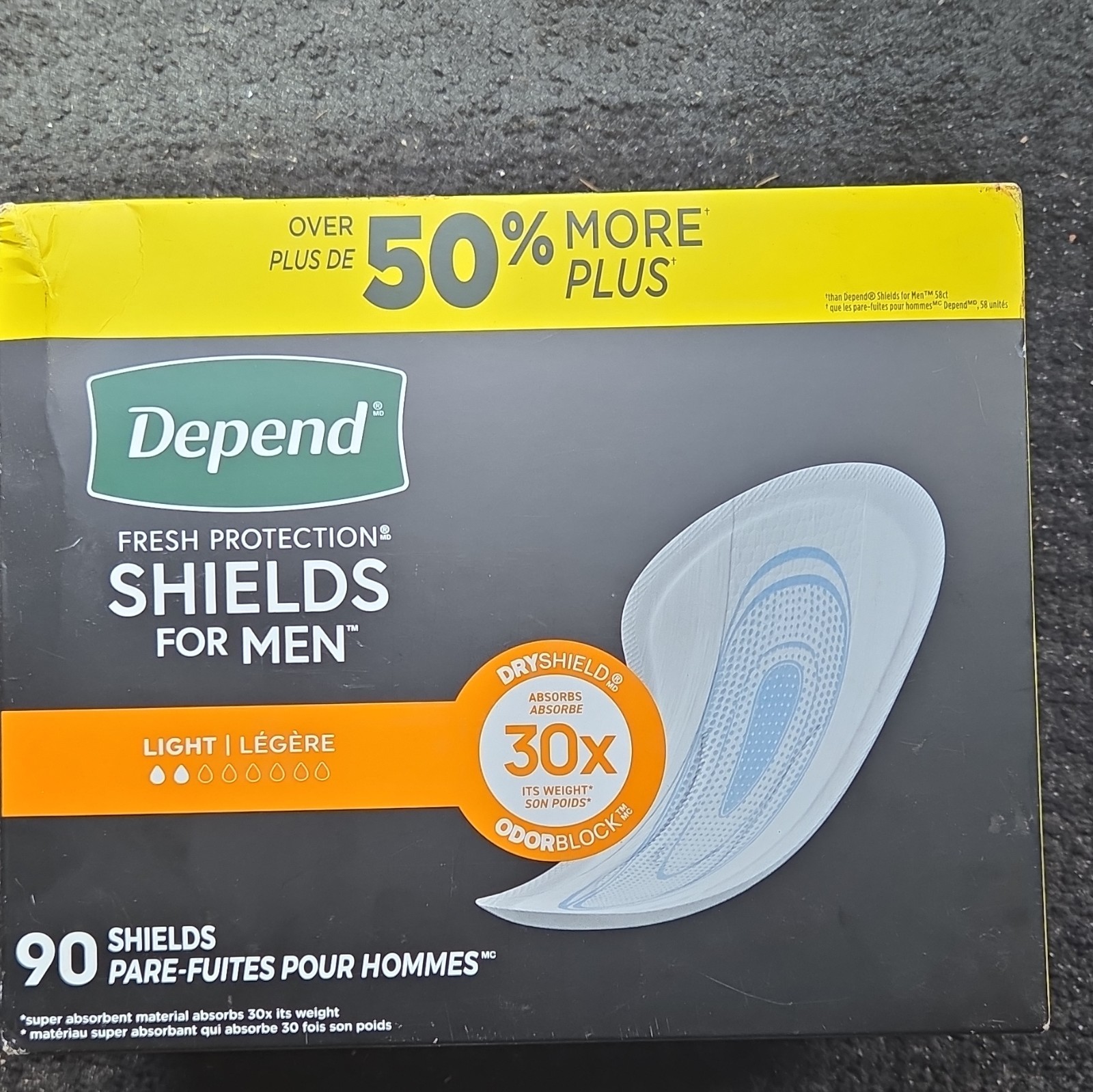 Depend Men’s Incontinence Shields 90 Count (read) Dry Shield 30X Ultra Thin