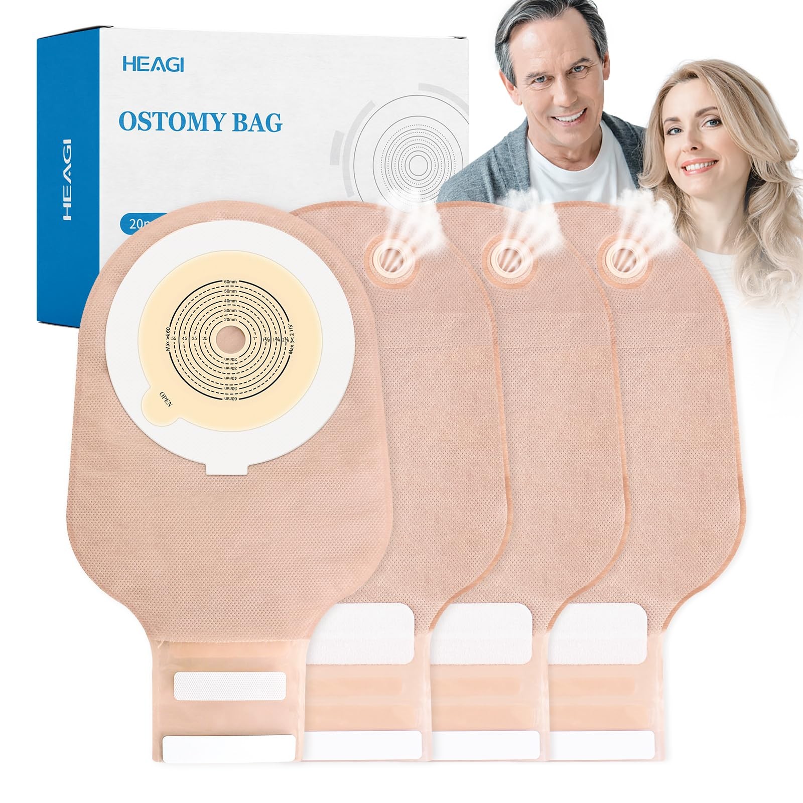 20 PCS Colostomy Bags, 15 Mm-60 Mm Cut to Fit Drainable Pouches with Closure …
