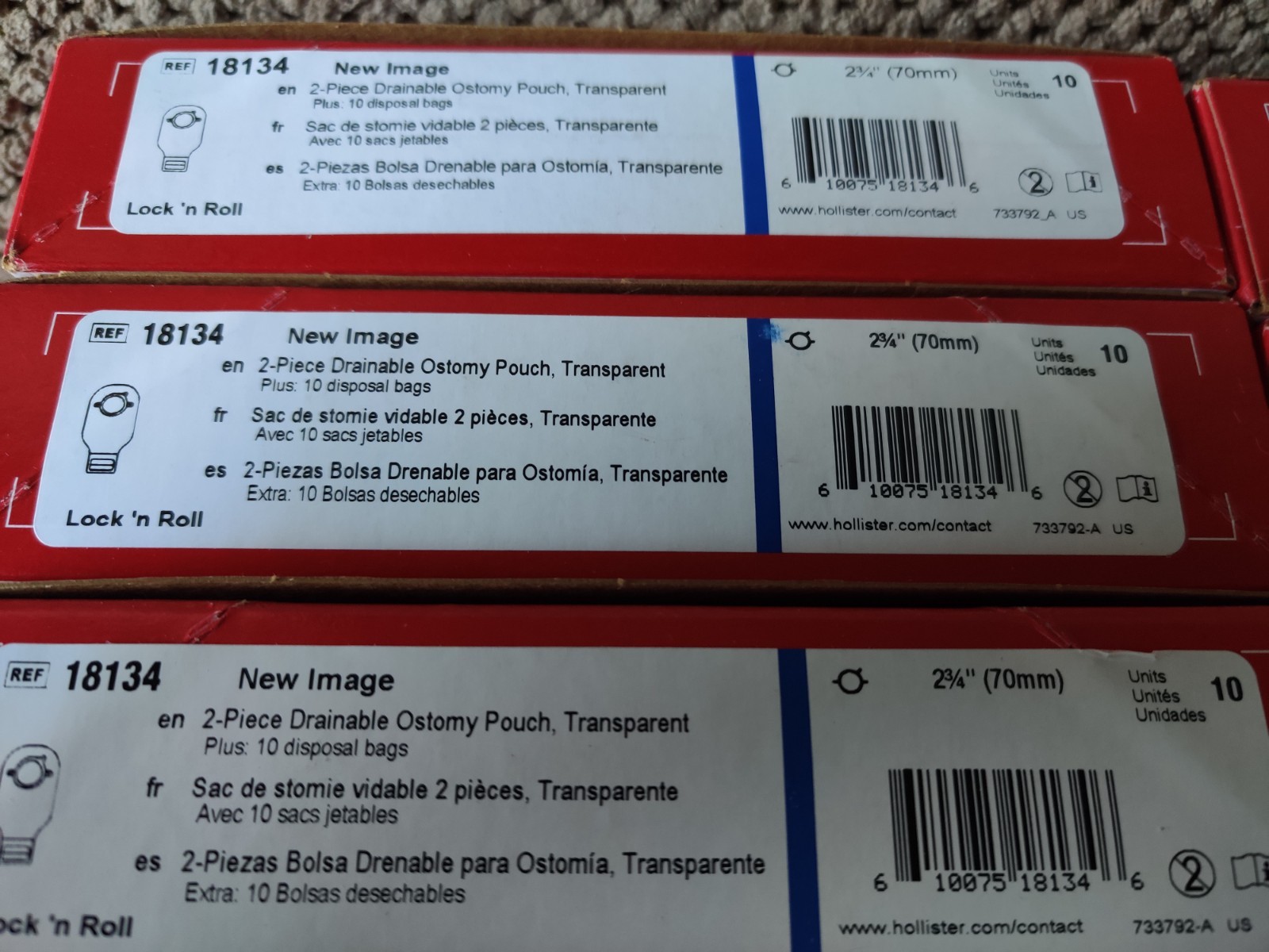10+ boxes Ostomy Two Piece Drainable Pouch Hollister #18134 2-3/4″ 109 Pouches