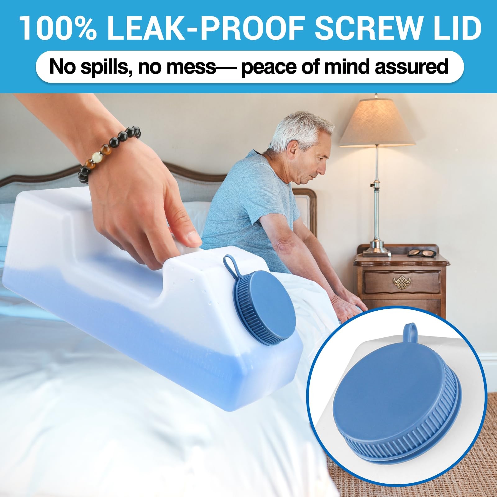 Tilcare Portable Urinals for Men Spill Proof Nighttime Glow in 1 Pack, White