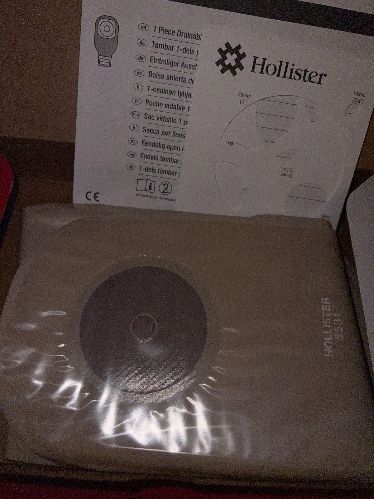 1 Box / 10 count 8531 Colostomy Bag Drainable UltraclEar Hollister
