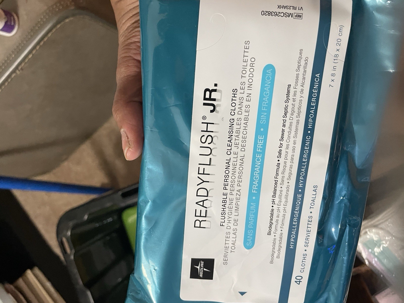 Medline Readyflush Jr Flushable Personal Cleansing Cloths 40 count 7X8 inch