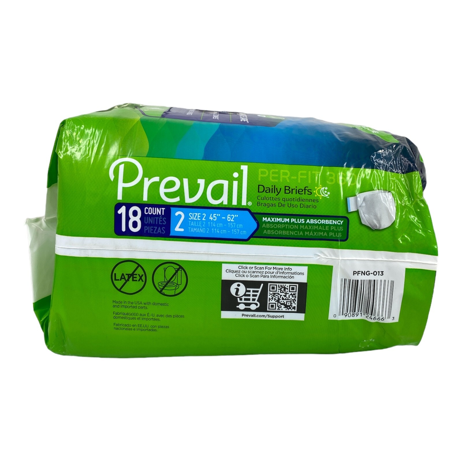 Prevail Adult Unisex 16-Count PER-FIT 360* Daily Briefs Size 2 H9