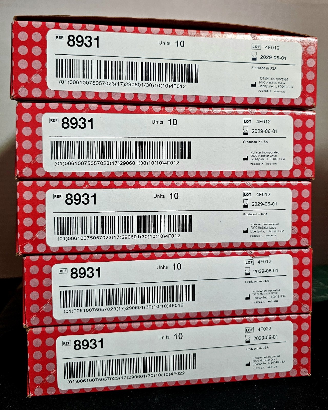 5 Boxes Hollister 8931 One Piece Drainable Ostomy Pouch 50 total Exp 06/01/2029