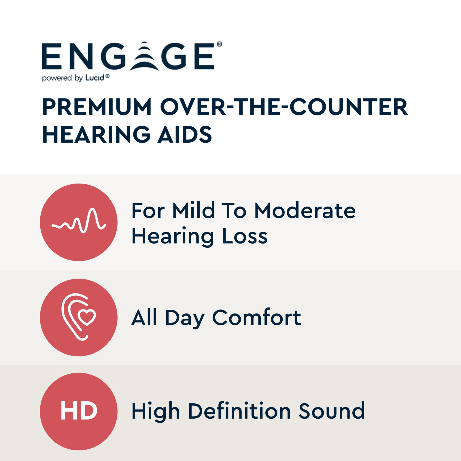 Lucid Hearing Engage Premium OTC Hearing Aids (Compatible with Android, Beige)