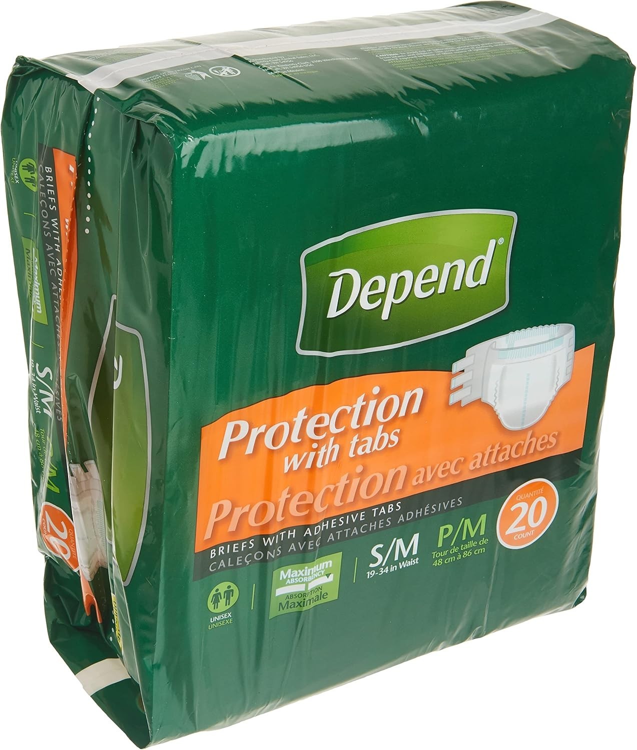 Depend Fresh Protection With Tabs Maximum Absorbency S/M 19 Count (Open Bag)