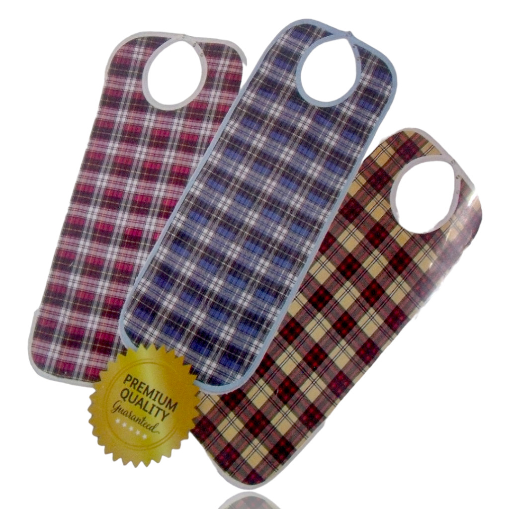 (3-Pack) Adult Size Bib for Eating, Premium Waterproof 18″ x 37″ Adjustable Neck