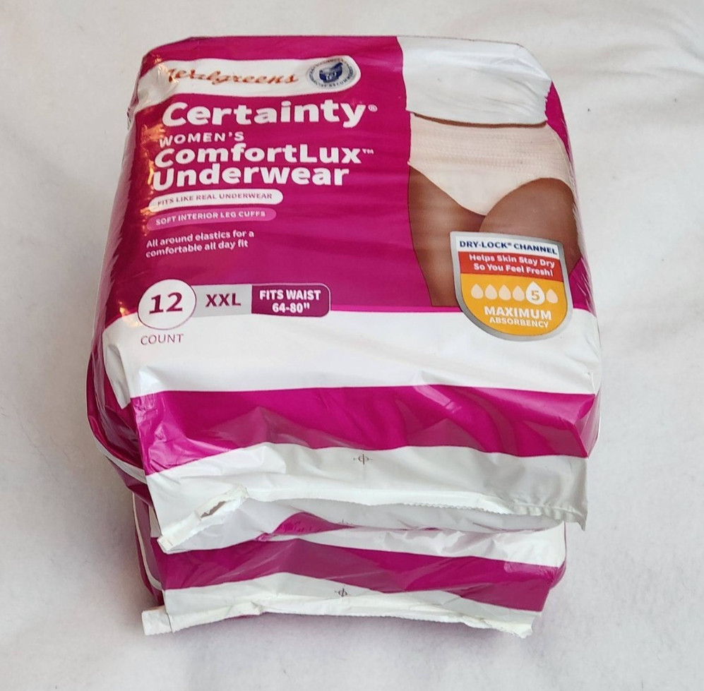 Walgreens Certainty Women’s ComfortLUX Underwear XXL 12ct MAX ~ 2 Pack~ NIP