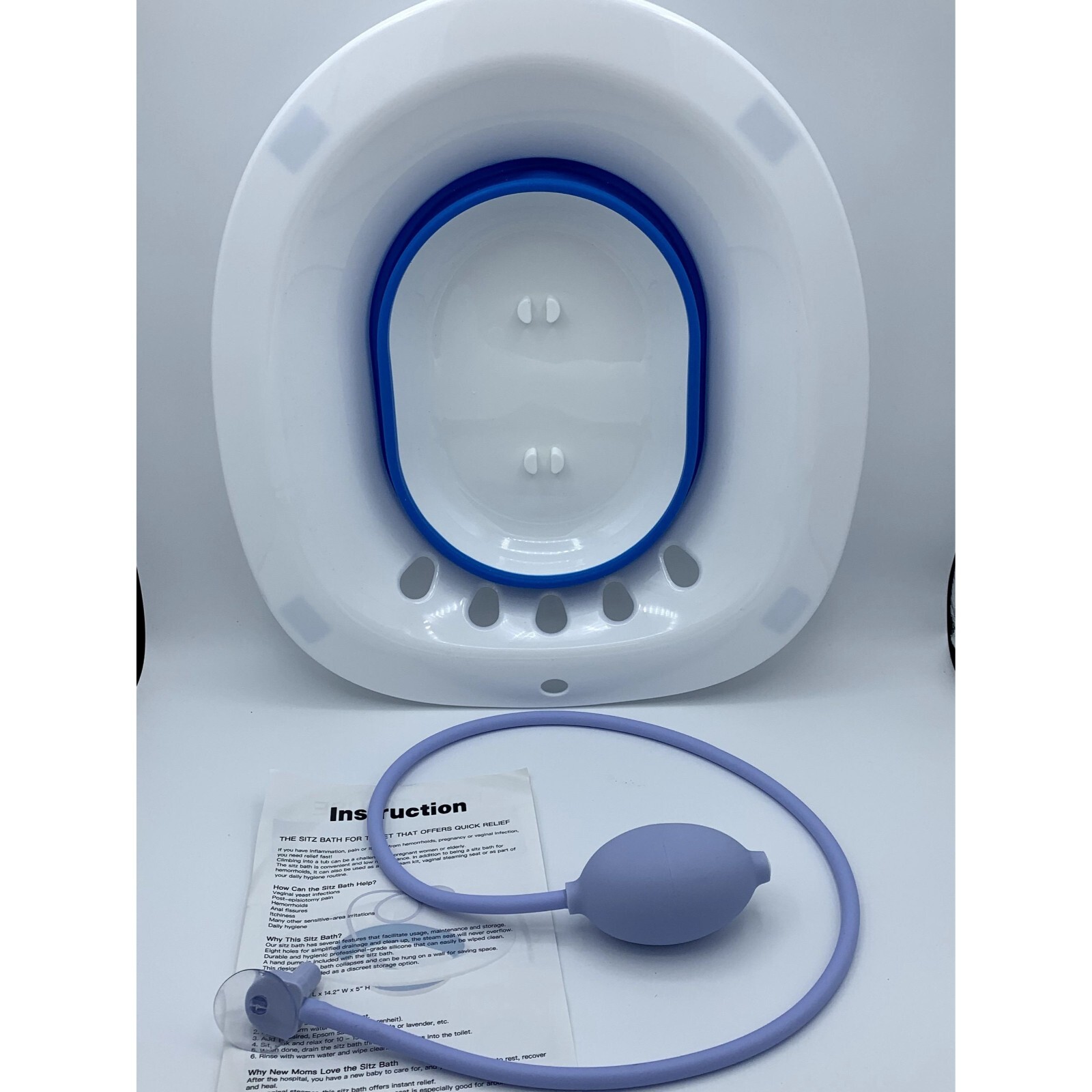 Sitz Bath for Toilet Hemorrhoids Postpartum Care – Collapsible, Drain Hole, Hang