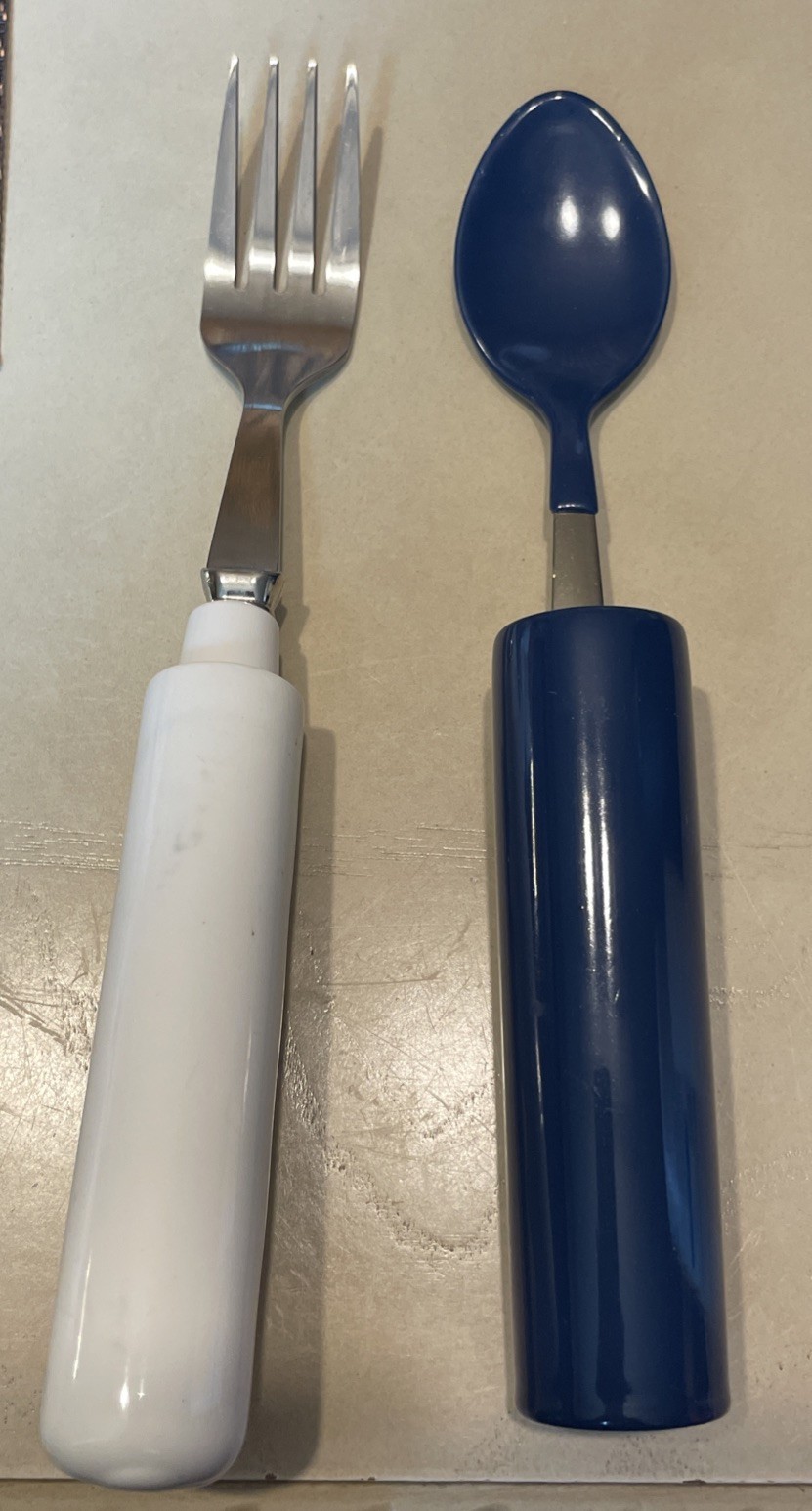 1 Set Built-Up Handle Fork, 7 3/4 Fork And Spoon, Cylinder Grip Coated