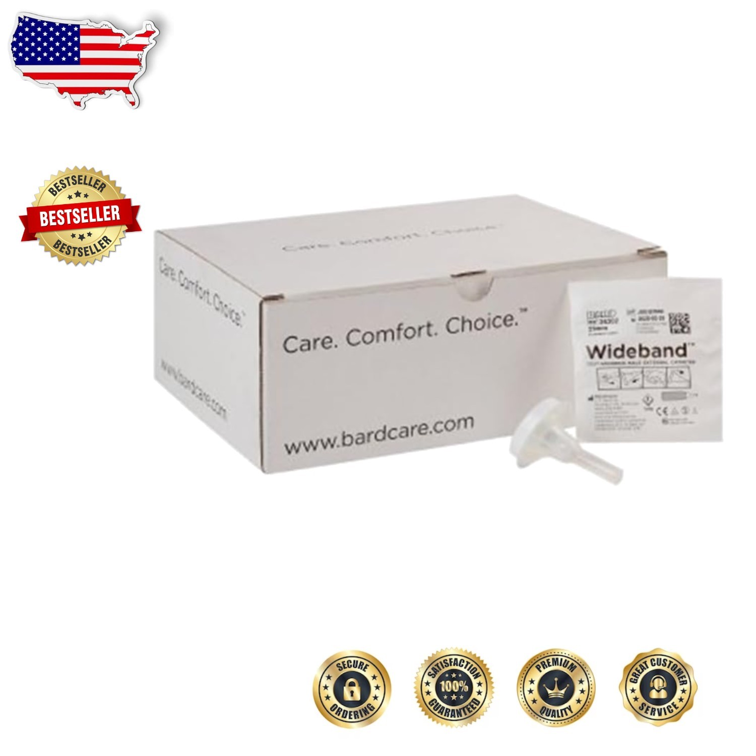 30ct 29mm Silicone Male External Catheters, Extra Adhesive, Latex-Free