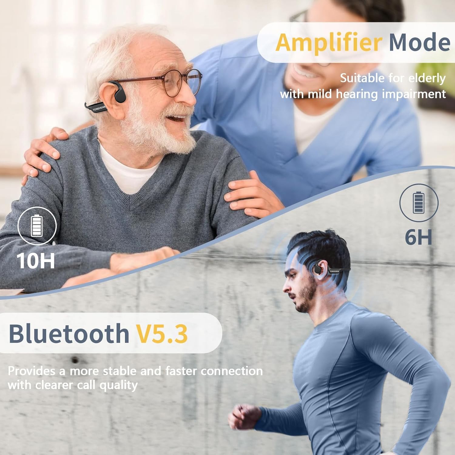 Bluetooth Hearing Aid For The Elderly Bone Conduction Headset for Deafness